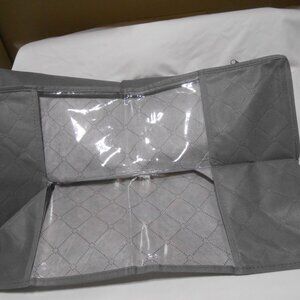 NEW Gray zipper Clothes Toys Books Storage Bag Large see thru